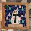 Handmade, fabric, free motion machine embroidery Christmas cards  