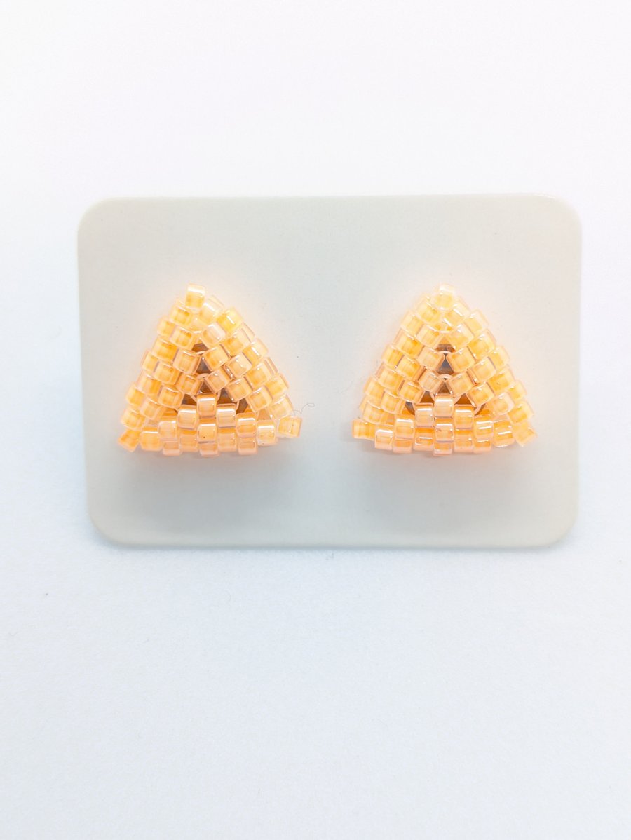 Triangle Stud Earrings - Pale Orange