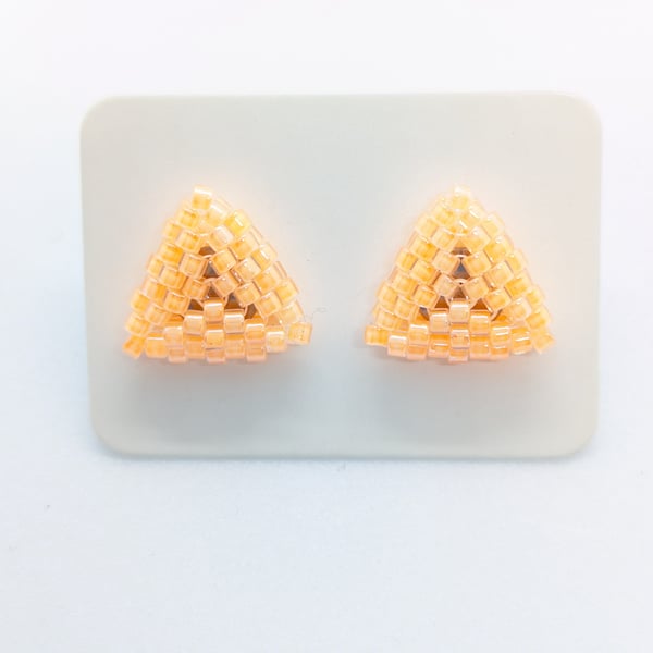 Triangle Stud Earrings - Pale Orange