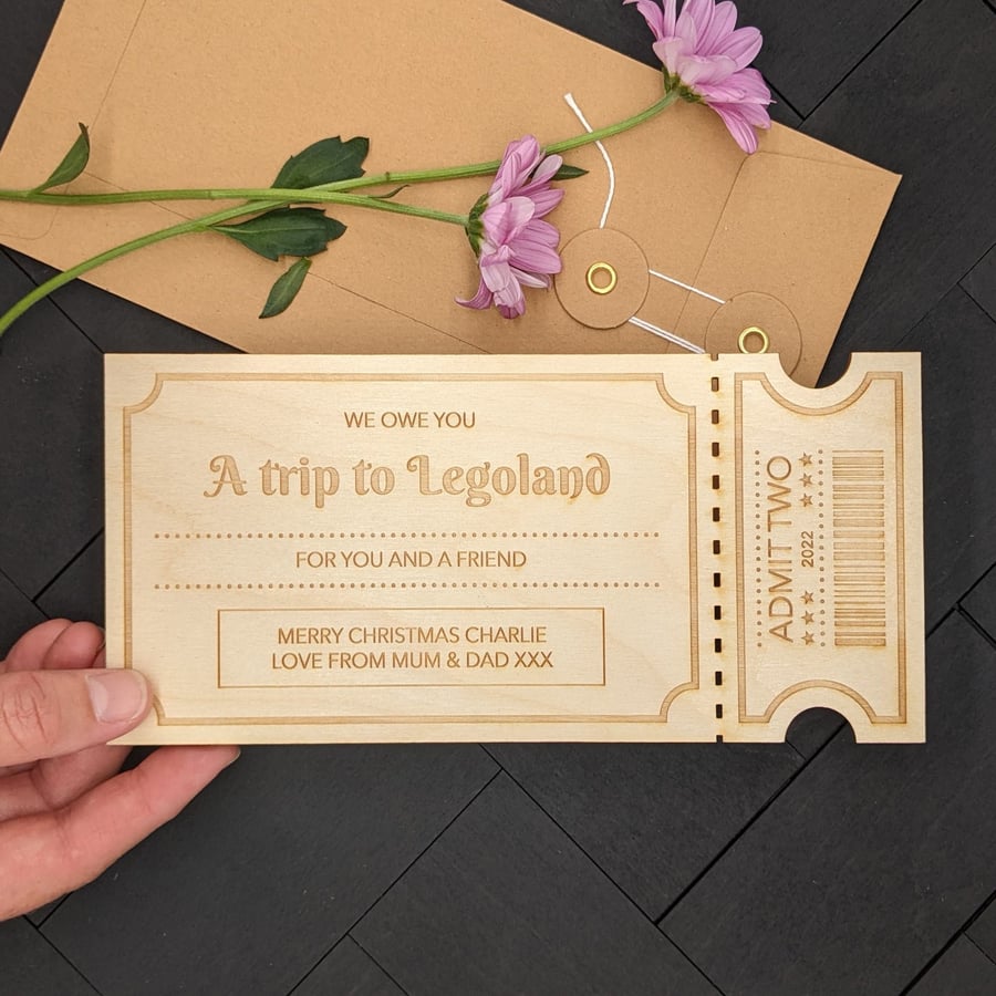 IOU VOUCHER TICKET Personalised Gift Coupon (mod font)