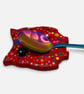 Red Owl Teaspoon Rest, Colourful Handmade Clay Spoon Holder - Image 9