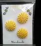 Buttons Yellow 30mm Handmade Embroidered Yorkshire Style  - Image 1