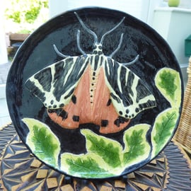 Tiger Moth Ceramic Plate - Hand Sculpted - by Jacqueline Talbot Designs