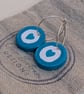 Hand-painted blue heart polymer clay and sterling silver hoop earrings  - Image 4