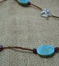 Magnesite turquoise statement necklace with glass seed & bugle beads - Image 3