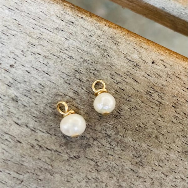 9ct Gold Freshwater Pearl Charms, A Pair