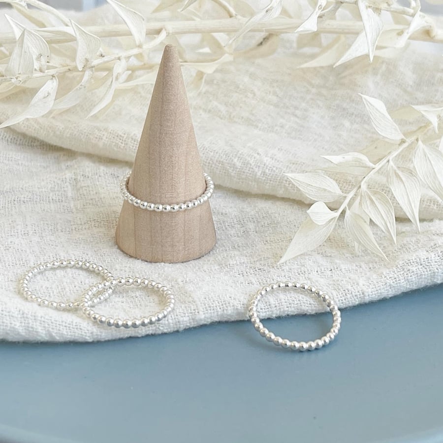 Sterling Silver Beaded Stacking Ring