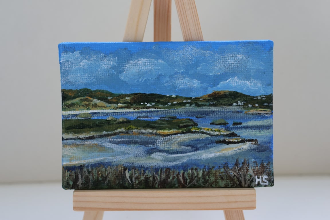 Gweebarra Estuary mini landscape acrylic painting 