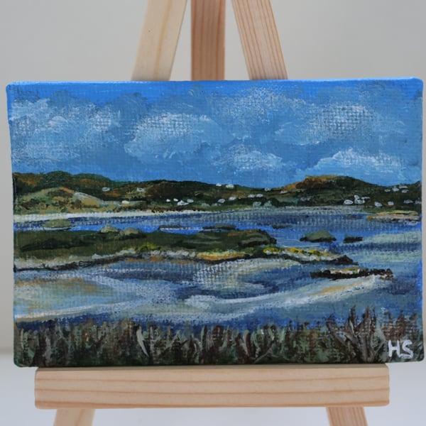 Gweebarra Estuary mini landscape acrylic painting 