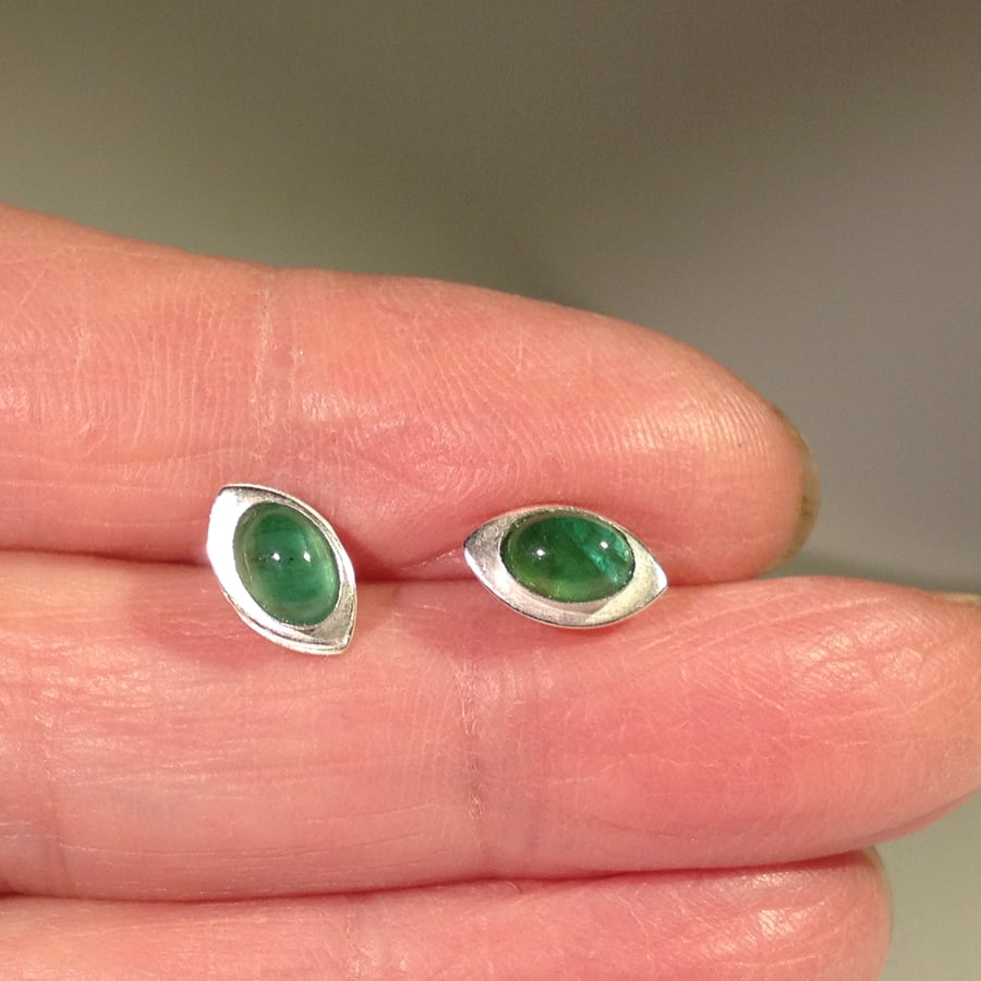Emerald stud earrings - emerald post earrings