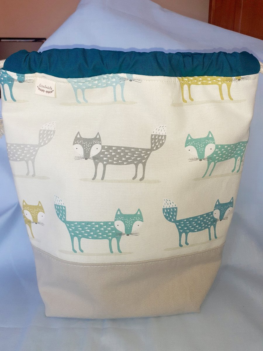 Project Bag Foxes large with drawstring