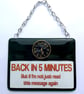 Handmade Fused Glass Back In 5 Five Minutes Hanging Picture - Door Sign - Image 2