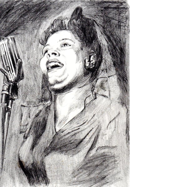 Lady Day. Original pencil portrait drawing of Billie Holiday.