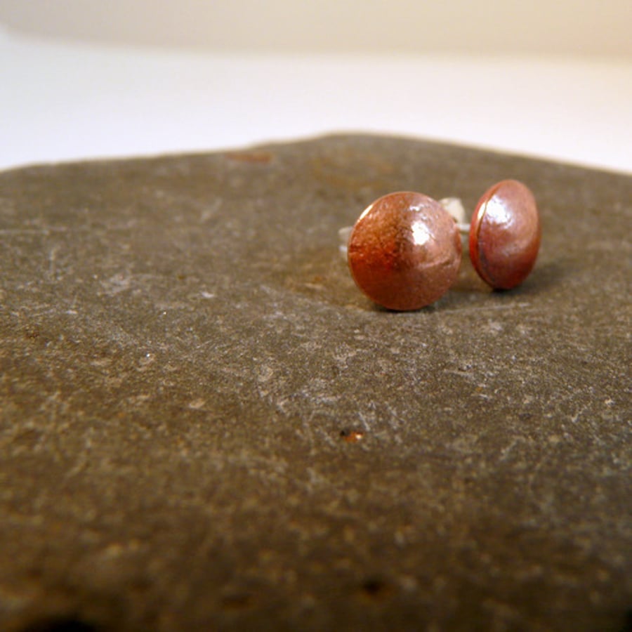Copper domed stud earrings