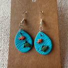 Fish and turtle polymer clay droplet earrings