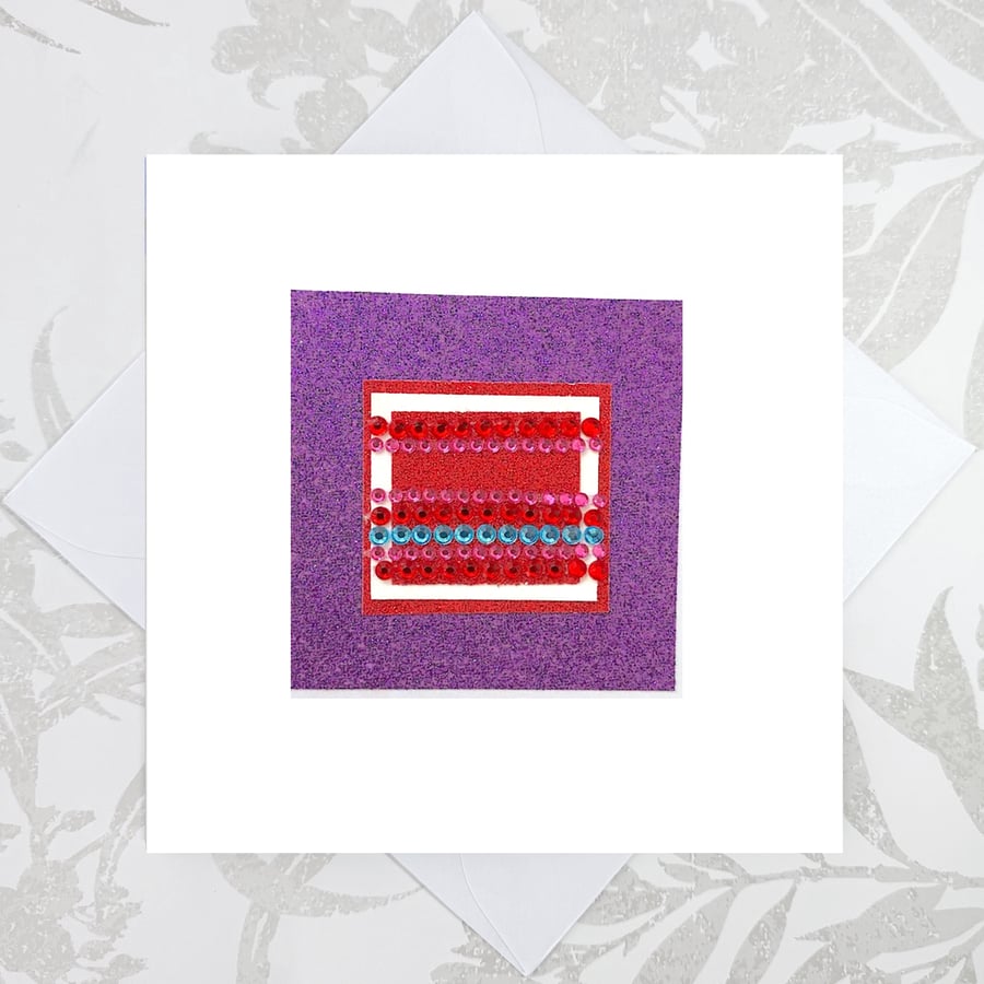 Birthday Card - colourful hand made sparkle jewel card abstract