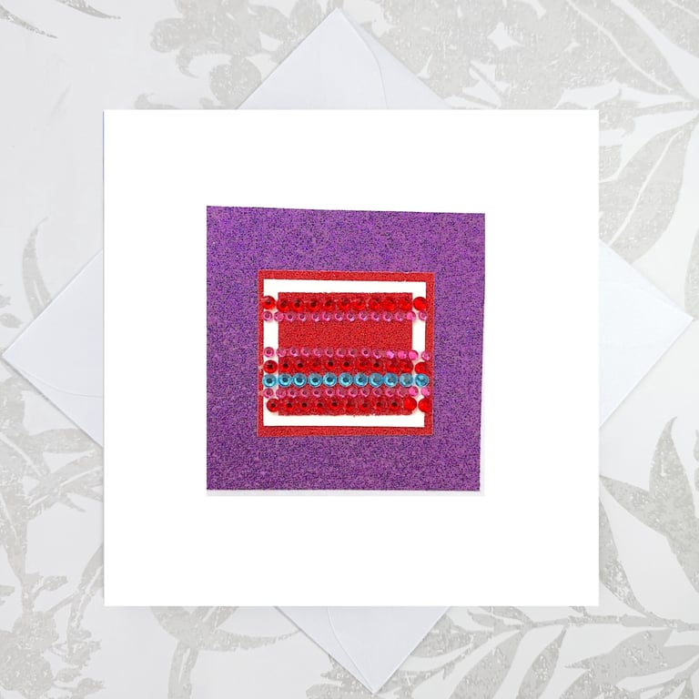 Birthday Card - colourful hand made sparkle jewel card abstract