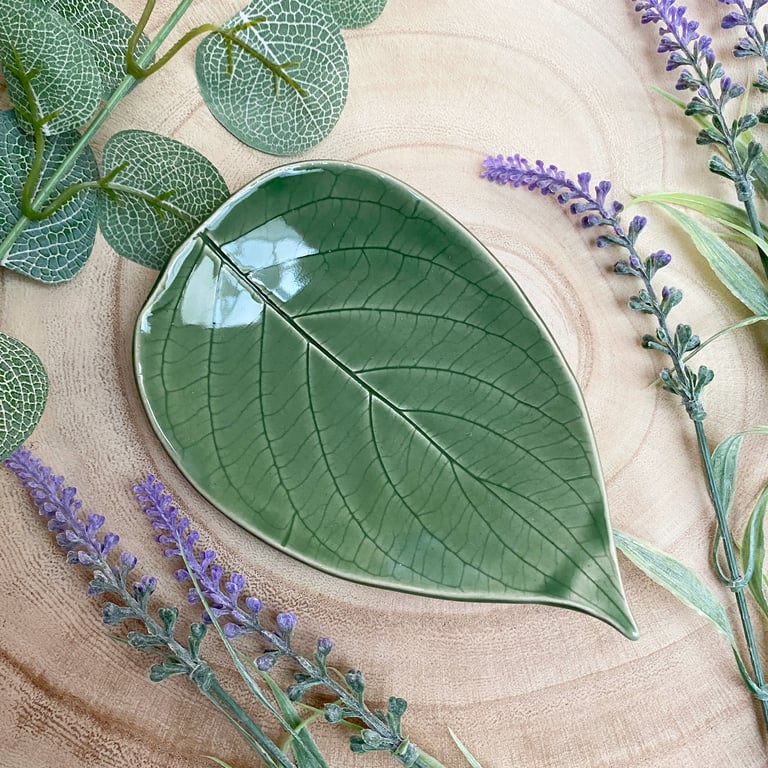 Perfectly Imperfect Handmade Ceramic Leaf Dish.