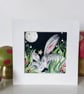 Mounted Print from my Original Resting Hares Rabbits in Moonlight Painting - Image 5