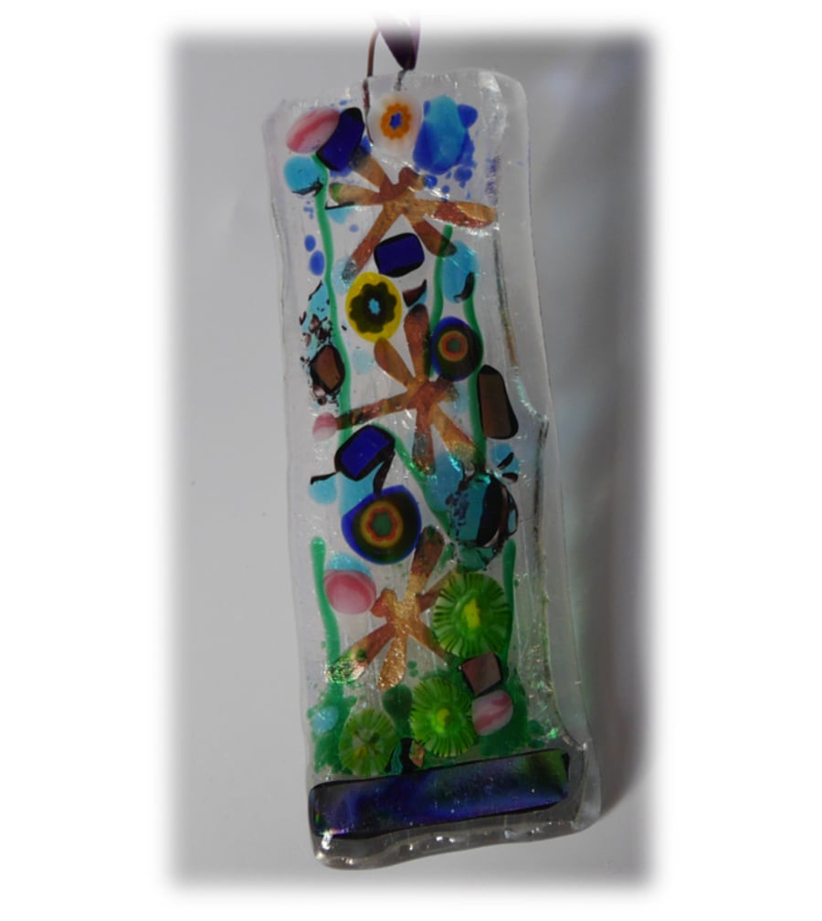Fused Glass Art Lightcatcher Pop 016 Purple Dragonfly Dichroic 