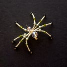 Beaded Christmas Spider Decoration. Gold & Green Beady Christmas Spider