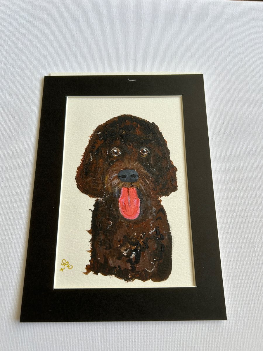 Original painting dog portrait.5x7" 
