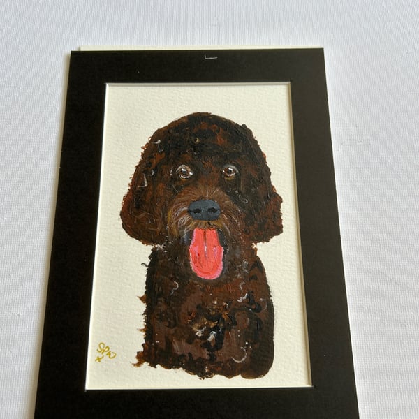 Original painting dog portrait.5x7" 