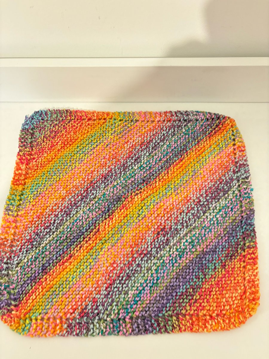 Hand knitted baby blanket. 