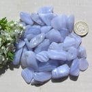 8 Blue Lace Agate Crystal Polished Tumblestones , Chakra, Reiki, Craft, Mosaic