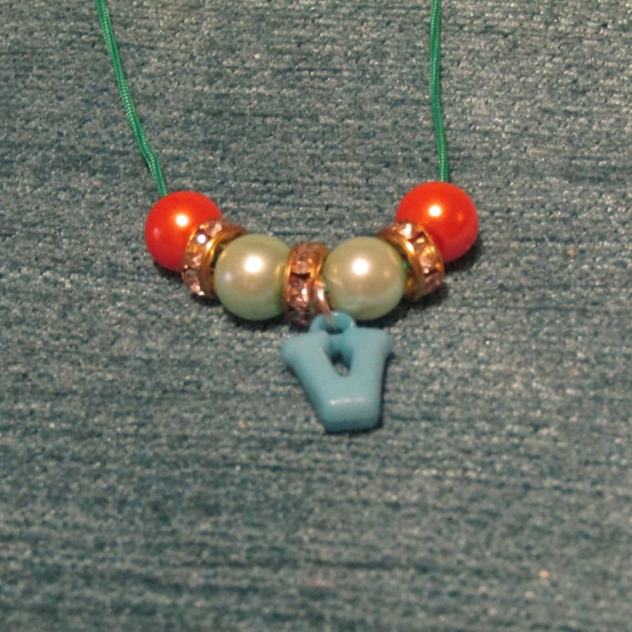 Children's 'V' Inital Necklace