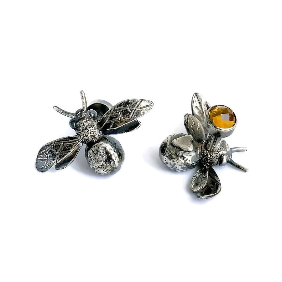 Bumblebee Handmade Sterling Silver Citrine Cufflinks,