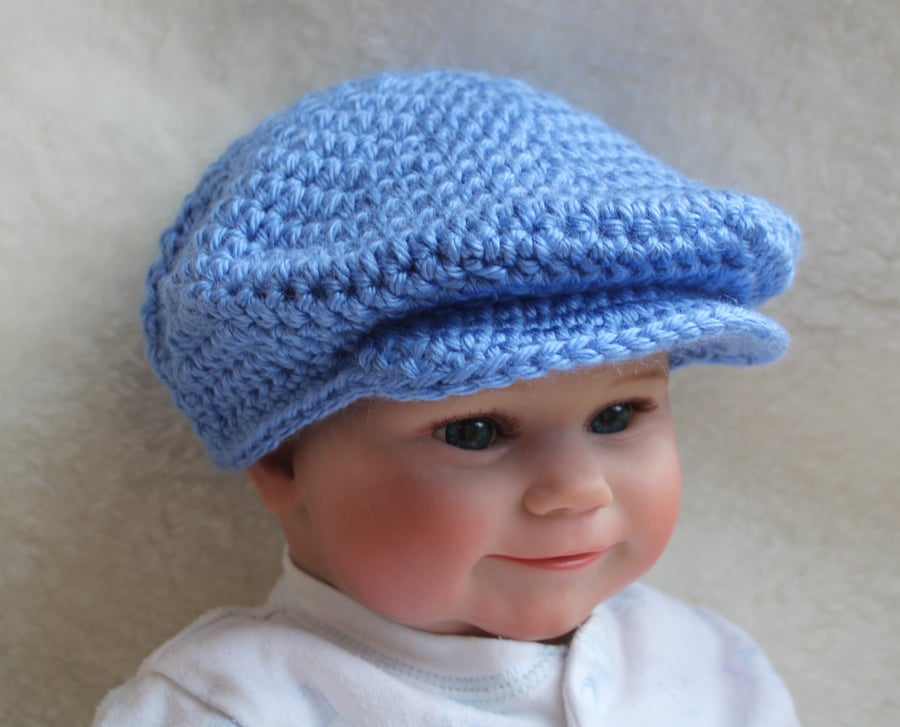 Blue Newsboy Cap - Baby 3-6 Months - Baby Boy - Baby Girl