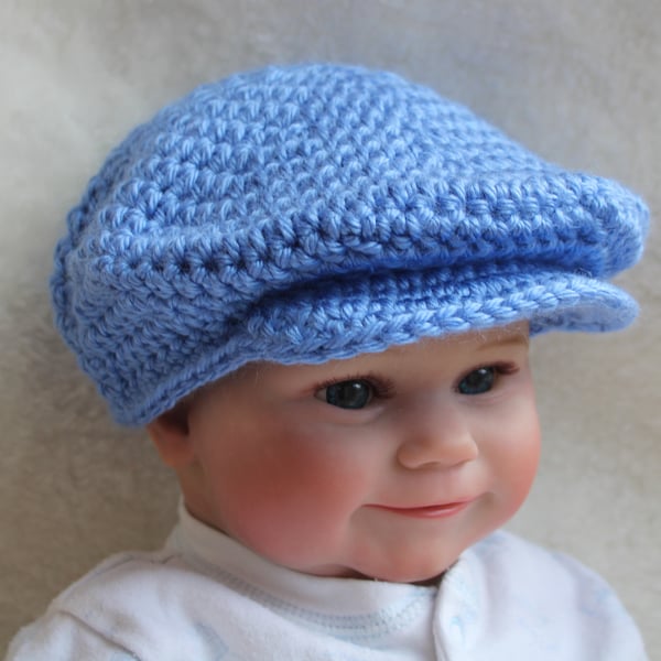 Blue Newsboy Cap - Baby 3-6 Months - Baby Boy - Baby Girl