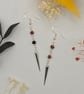 Sterling Silver Spike Dangle Earrings with Faceted Black-Rainbow Beads
