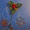 Christmas HOLLY & BERRIES PIN Bronze Tone Filigree Lapel HANDMADE HAND PAINTED