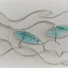 Under the Sea wall panel, beautifully hand crafted fused glass a galvanised stee