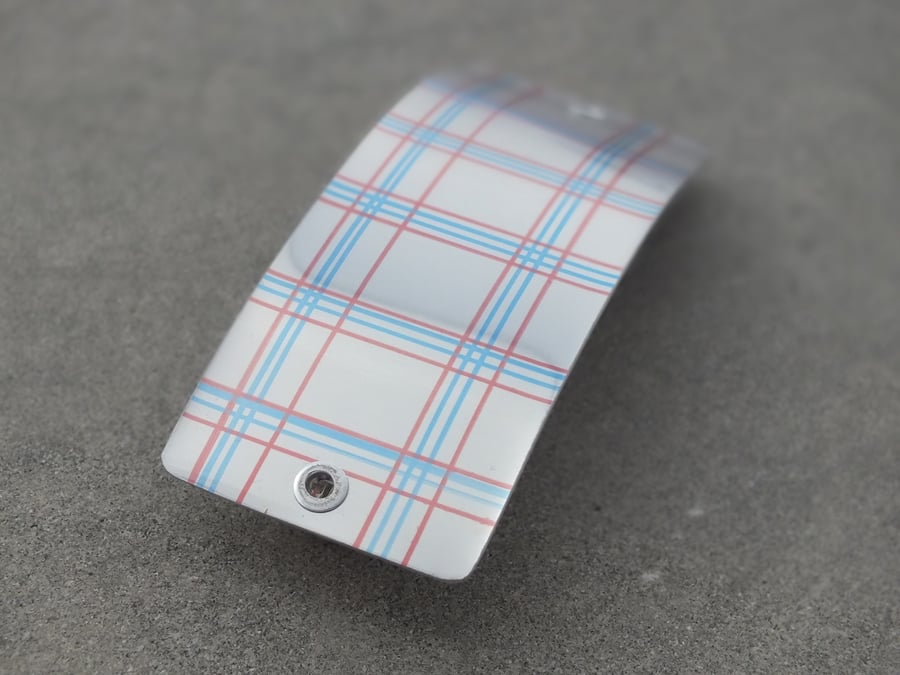 Red and blue checked hair slide