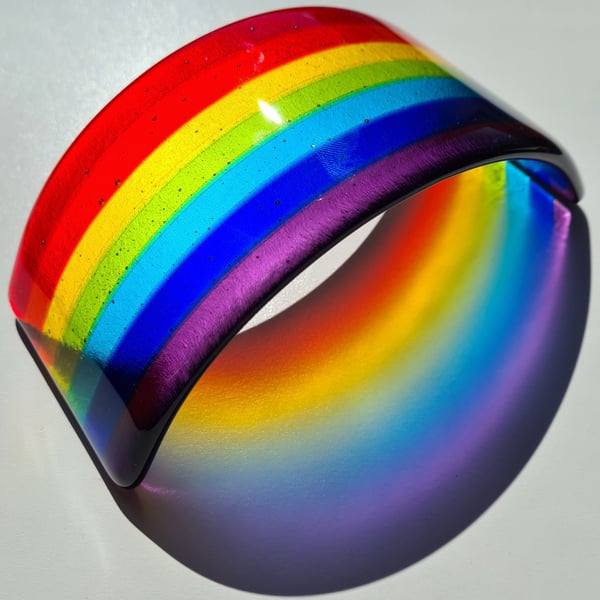 Free standing fused glass rainbow