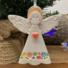 Ceramic Angel Pottery Christmas decoration Multicoloured snowflakes heart