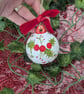 Holly Berry hand-painted Christmas ceramic bauble