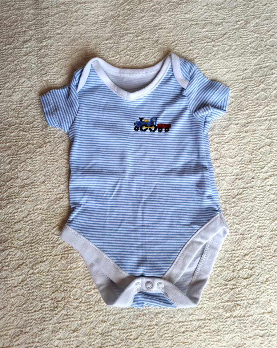 Train, vest, age 3-6 months, hand embroidered