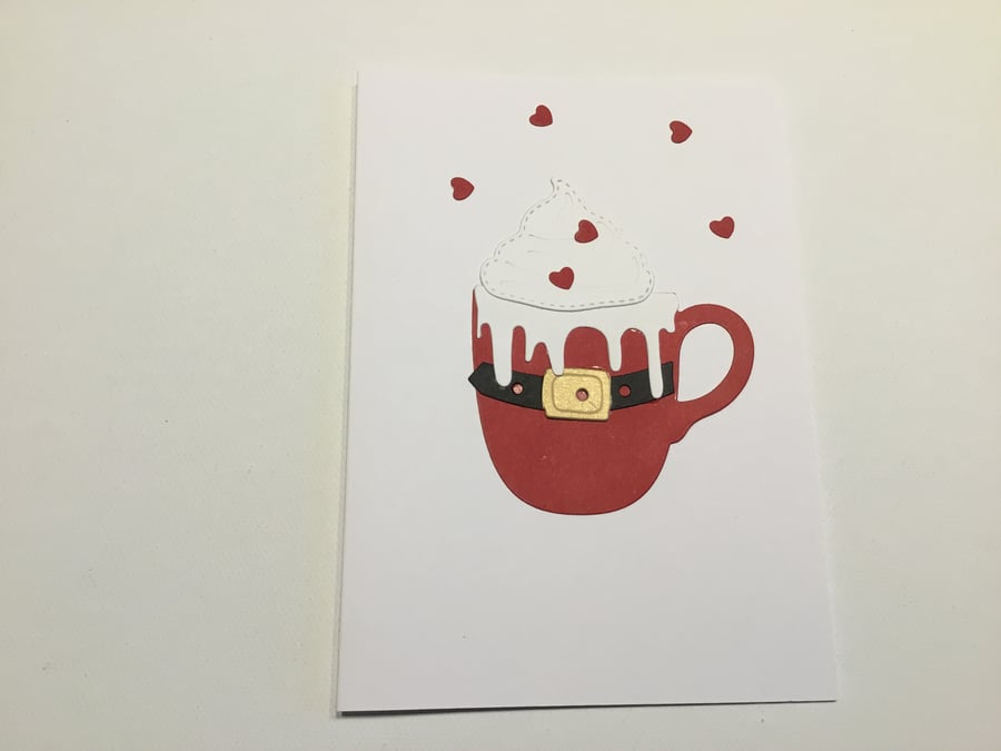 Santa cup Christmas card. CC665