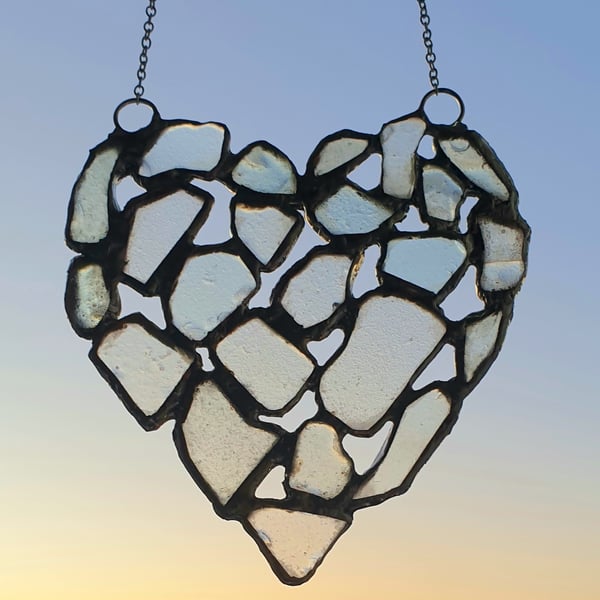 Seaglass heart suncatcher