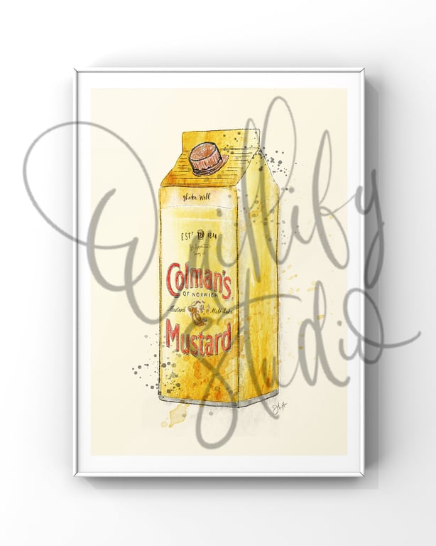 Watercolour Signed Art Print - Colmans Mustard Milkshake Carton