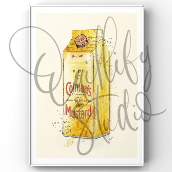Watercolour Signed Art Print - Colmans Mustard Milkshake Carton