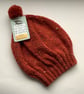 SLOUCH HAT  with pom-pom .'Delphine' . Wool blend .Russet .Tweed. - Image 3