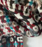 Handwoven Lambswool Scarf in Red and Brown, Golfballs 5 - Image 4