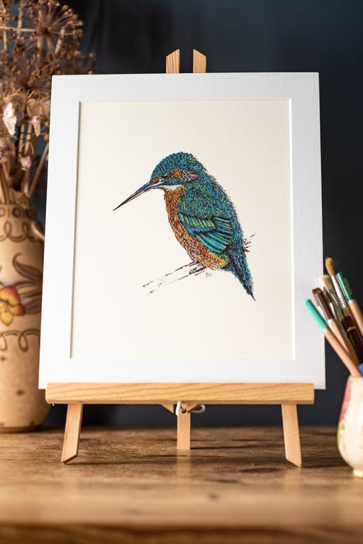 Hand drawn Kingfisher Print 