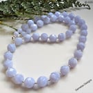 Designer Blue Lace Agate Sterling Silver Necklace 