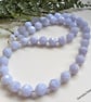 Designer Blue Lace Agate Sterling Silver Necklace 